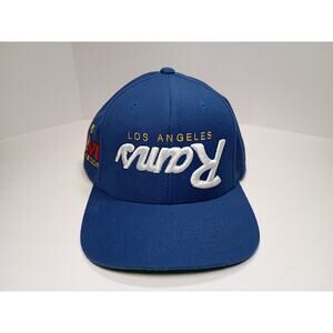 LA Rams Super Bowl LVI Script Flip Royal Blue Snapback Hat Adjustable Green UV